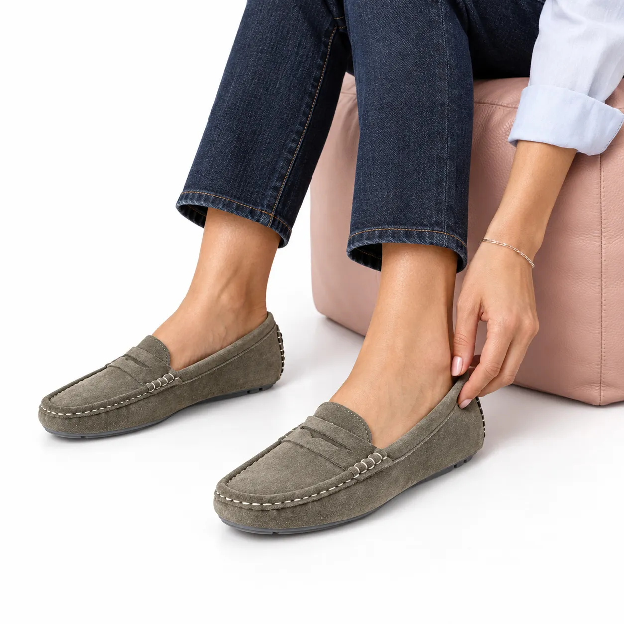 Mocassin pour femme M2023 GRIS daim 